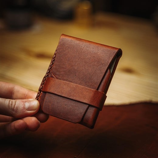 USA Made Minimalist Leather Wallet - Handmade From Full Grain Horween Leather - Etsy