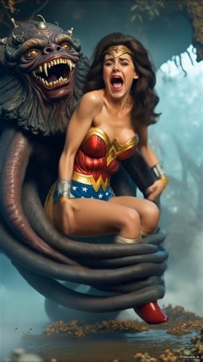The tentacles monster gripped Wonder Woman that it was difficult to break free 🥶😵‍💫 #wonderwoman #shorts #reel #aiart #aivideo | Marveldc AI