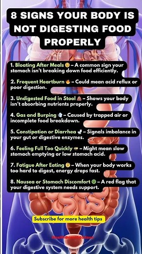 🤰 8 Signs Your Body Is Not Digesting Food Properly#healthtips #healthandwellnessforseniors