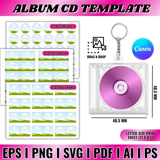 CD Cover & Case Template, Cd Case Insert Template, Cd Jewel Case Template, Cd Cover Insert, Custom Cd Cover Case, Printable, Canva Editable - Etsy