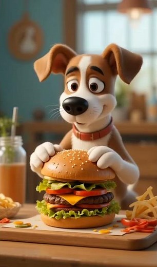 Chef Dog Creates the Perfect Hamburger – A Pawsome Cooking Adventure!#dog#chefdog#hamburger#cooking