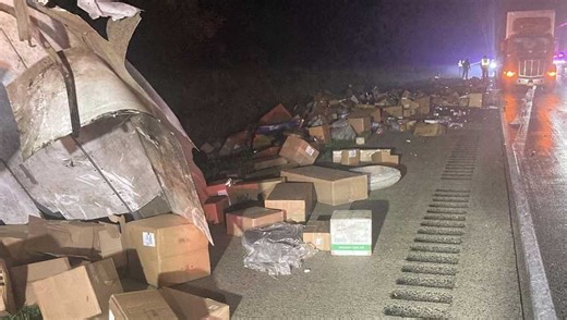 UPS tractor-trailer rips open, scatters hundreds of packages on interstate after crash
