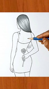 Learn drawing girl easy step by step, backside view #draw #art #drawing #sketch #girldrawing #easydrawing | Lavi Arts
