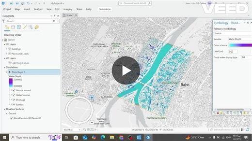 ‏Create a flood simulation using ArcGIS Pro We demonstrate how to model water movement and accumulation in a specific area, accurately showing how water moves and accumulates based on real-world…‏ | ‏Hala Idris AbdelKarim Idris .‏