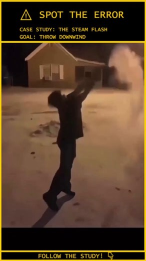 Human.Error.Study on Instagram: "ANALYSIS: He Wanted a Viral Video. He Got a Scalding Back Massage. ⚠️ Video Credit: Viral / FailArmy Case File: 257-THERMAL-BACKFIRE Subject: Boiling Water Challenge Physics: Centrifugal Force vs. Gravity Status: Scalded / Slipping Hazard The Tactical Analysis: The Mechanics of Failure: The goal is to throw boiling water into sub-zero air to create instant steam. The failure happens in the release. The boy spins but holds onto the pot too long, releasing the wate