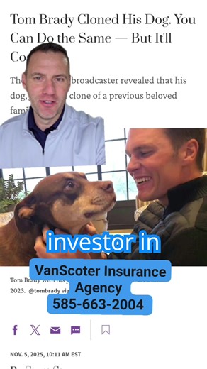 🐶 Tom Brady cloned his dog — seriously! For the rest of us, cloning a pet costs about $50,000, which got me thinking… If your dog (cloned or not) was hurt or killed in a house fire or car accident, would your homeowners or auto insurance cover it? Most policies don’t. But a few companies — like Erie Insurance and Progressive — offer small add-ons that provide a benefit of about $500–$2,000 if your pet is injured or killed in a covered claim. It’s not pet health insurance — just a small cushion 