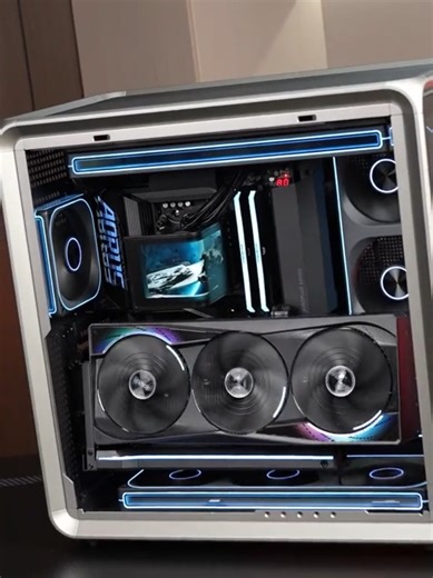 32GB VRAM overkill 💀 Building with the new AORUS RTX 5090 and a glasses-free 3D cooler screen. This setup feels like it’s from 2030. What game are you testing first on this 🎮🚀#RTX5090 #AorusMaster #9800x3d