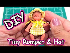 DIY Easy Mini Baby Romper and Hat! Making tiny Baby Doll Clothes!
