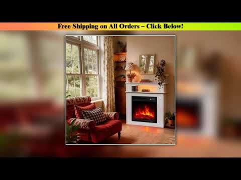 HOMAVO 18" Electric Fireplace with Cabinet, 900W/1800W Electric Fireplace with Heater, 3D Flame