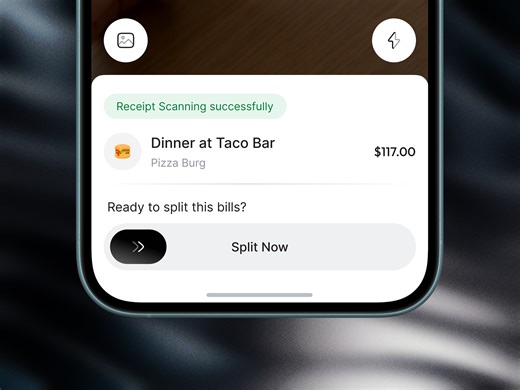 Receipt Scan Screen UI  -  Smart Bill Splitting Experience