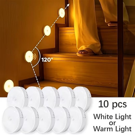 10PCS 8LED Step Light PIR Motion Sensor Light USB Rechargeable Night Light for Stairs Bedside Bedroom Corridor Lighting 2026 - $48.99