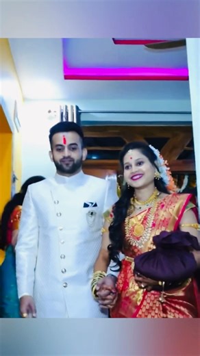 Uttarkarnataka style bride and groom Home entry!￼ #uttarkarnataka #viral #marriage #entry #bride #yt