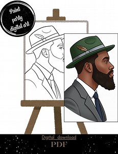 Bearded Man Outline Canvas | DIY Paint & Sip Party (digital Download) - Etsy