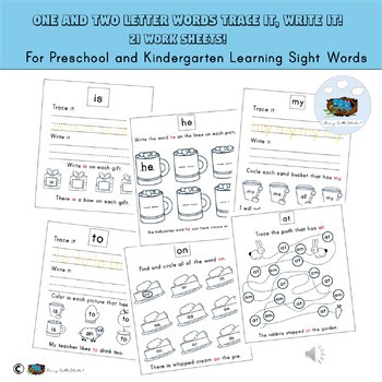 Sight Words Trace and Write One and Two Letter Words Preschool and Kindergarten