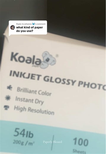 Replying to @johanna 🦋 If your prints aren’t vibrant, it’s probably your paper. I use Koala Inkjet Glossy Photo Paper 54lb. But I’m not gonna lie — I’ve tested most of their paper weights and the quality has been consistent across the board. Printers: • Canon Pixma iX6820 • Epson 8550 Settings: • Semi-Gloss Photo Paper • Quality: NORMAL (saves ink, still vibrant) Use code BLESSED for $$ off. Comment PAPER if you want the link. @KoalaPaper #craftbusiness #printingbusiness #partydecorbusiness