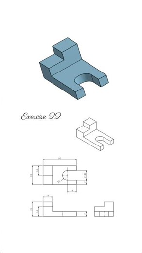 Studycadcam exercise 22 #3dcad #cad #solidworks #3ddesign #onshape #fusion360