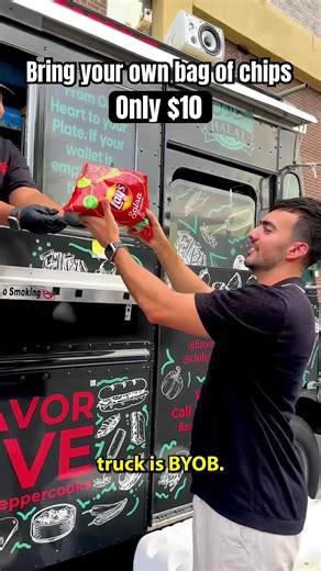 Check out Flavor Hive food truck in Alexandria, VA..!! Craving something different? Check out this DMV food truck special from @flavorhivetruck : BYOB (Bring Your Own Bag)! For just $10, you can bring any flavor or size of chips, and they'll fill it up with over 12oz of your choice of halal chicken, beef, gyro, or falafel! But that's not all-they'll top it off with your favorite toppings and sauces. And if you're feeling thirsty, don't miss out on their house-made Mango Lassi or my personal favo