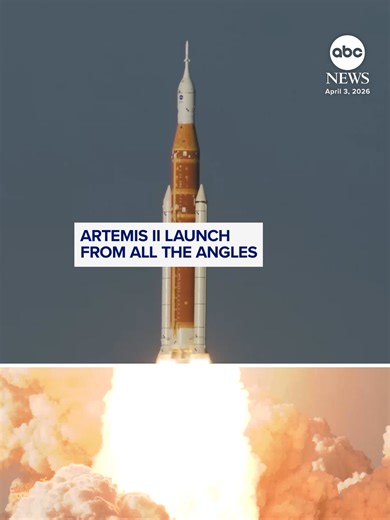 NASA has released video of the Artemis II launch taken from remote stationary cameras around the launch site. #artemis #nasa #space #news #abcnews
