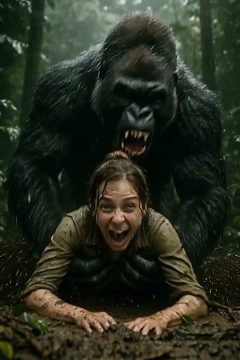 Gorilla Carries Woman Into Jungle Mist! | 巨大ゴリラが女性を蔦と霧のジャングルへ！ | 고릴라가 여성을 덩굴과 안개 속으로 데려가다!