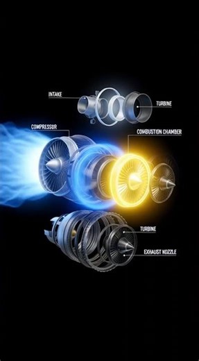 jet engine all parts in 3d#shorts