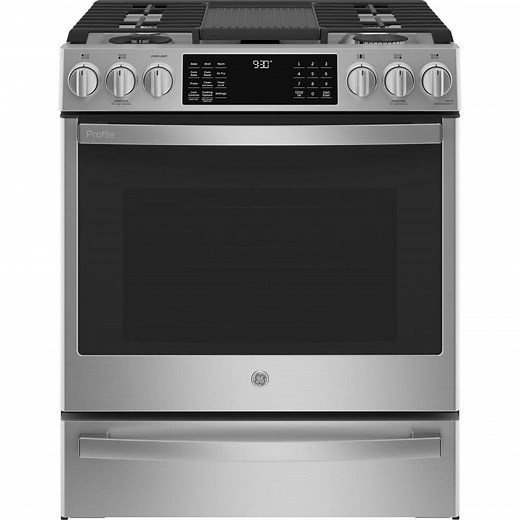 Reviews for GE Profile 30 in. 5 Burner Slide-In Dual Fuel Range in Stainless Steel with True Convection and Air Fry | Pg 5 - The Home Depot