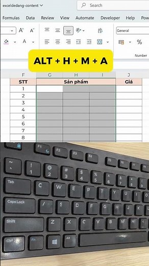 Phím tắt gộp ô trong Excel - Daotaotinhoc.vn