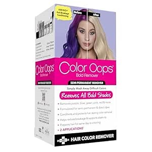 Color Oops Bold Remover, 2 Applications, Hair Dye Remover Safely Removes Direct Dyes and Semi Permanent Hair Color, Recolor The Same Day, Vegan & Cruelty Free