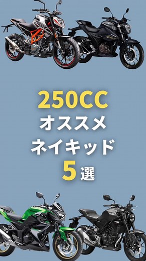250ccオススメネイキッド5選🔥 他の投稿も是非チェック！！ ・ #オススメバイク #おすすめバイク #バイク初心者 #初心者ライダー #初心者ライダーと繋がりたい #バイクあるある #バイク好きな人と繋がりたい #バイク乗りと繋がりたい #バイク男子 #バイク女子 #バイクのある生活 #バイクのある風景 #納車 #バイク乗りたい #ツーリング #バイク選び #バイクの選び方 #honda #yamaha #suzuki #kawasaki #ktm #ジクサー250 #250duke #z250 #mt25 #cb250r #ニーハン #ネイキッドバイク #ネイキッド #ネイキッドセパハン