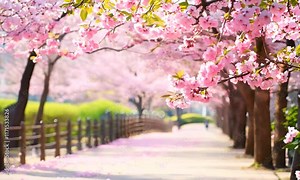 park avenue in spring beautiful blooming nature landscape