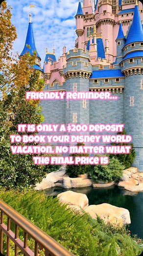 Only $200 to book your vacation!!! This includes resort stay and park tickets. This $200 is also completely refundable up to 30 days before your trip. Which is good to know in case life gets in the way! Also if you’re on a tight budget, as your travel planner I will help you to set up a payment plan and pay in small increments. A Disney trip is attainable with my help! If you’d like to work together, head to my bio or send me a message to get started! | Lauren - Castle Explorers Travel Advisor