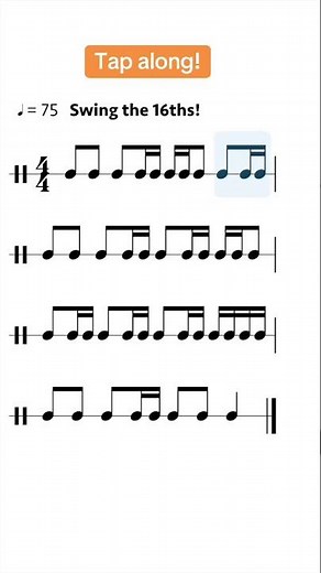Rhythm tap along – 16th-note swing! #rhythm #learnmusic #sightreading