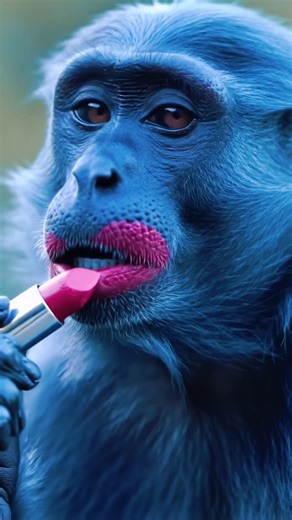 Blue monkey kiya makeup 🐵💄#funny #monkey #shorts #viralvideo #makeup