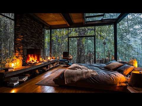Sounds Rain & Thunder on Window - Midnight Rainstorm & Distant Thunder for Deep Relax, Sleep Well