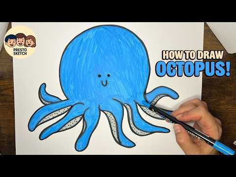 Draw a Cute Octopus 🐙 Easy Ocean Animal Tutorial ⭐