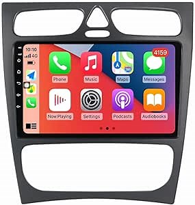 6+128GB 8Core Radio Stereo for Mercedes Benz C Class W203 C200 C320 C350 CLK W209 2002-2005 Dash Kit GPS Navigation,9" IPS Touch Screen Head Unit with Car-Play & Android Auto(Black)