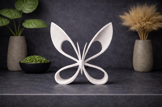 Minimalist Butterfly Sculpture | 3D Printed Abstract Decor, Matte White Ornament - Etsy