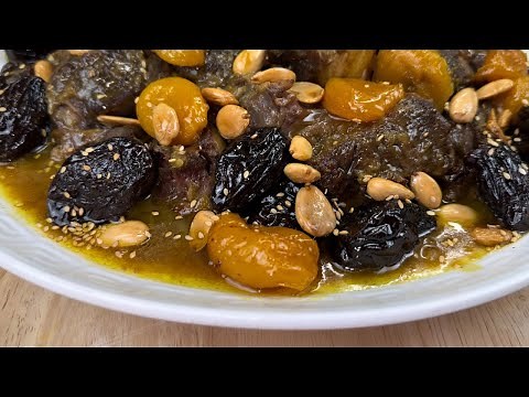 RAMADAN RECIPE 2024 🌙 MEAT TAGINE WITH PRUNES, DRIED APRICOTS AND TOASTED ALMONDS