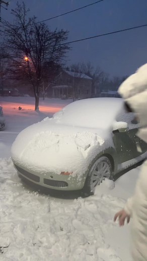 gotta keep her warm in this snowstorm ❄️ #vwbeetle #vwbeetlefriends #beetle #volkswagenbeetle🚘 #vwbug #sproutthebug