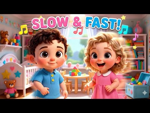 Slow Slow Fast Song 🐢🐇 Fun Learning Action Song for Toddlers