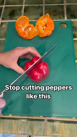 2.6K views · 19 reactions | Easiest way to cut a bell pepper. Try it! #veggies #kitchenhacks #cookingathome #bellpeppers | Annie Lynn | Facebook