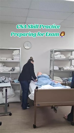 Practicing CNA skills for exam day ✔️ Age doesn’t matter. Commitment does. A fast, real start in healthcare begins here 🤍 #cna #skillpractice #HealthcareCareers #dmscaretraining #nurseaidelife💉💊