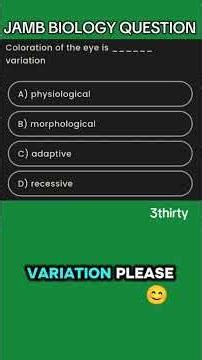 JAMB Biology challenge 🧬Drop your answer, like, share & subscribe for full explanation! 💯