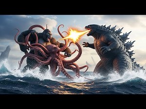 king kong and godzilla vs monster octopus full fight scene