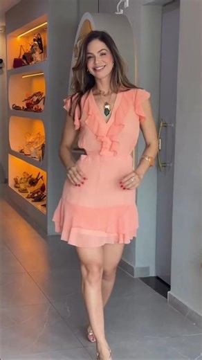 The perfect 🥀 Our Hot Hopscotch Peach Lachka Ruffled Mini Dress 👗 #shorts #model