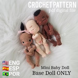 CROCHET PATTERN: Sweet Handfuls Mini Baby Doll - Base Doll ONLY (english, Spanish, Portuguese) - Etsy