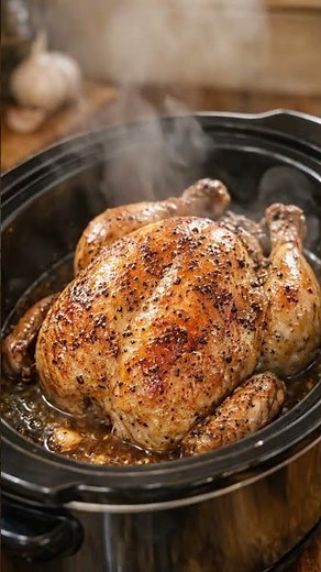 🍗 Slow Cooker Garlic Herb Whole Chicken #chickenrecipes #easydinner #familydinner
