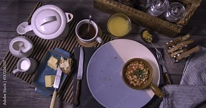 Stop motion of the rise and fall of a delicious full English breakfast