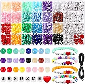 Ferreve 36 Sets Religious Bead Wristband Craft Kit Jesus Love Me Faith DIY Pony Beads Bracelet Making Christian Salvation Bracelet for VBS Week Sunday Bible Verse Gifts