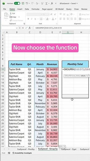 How to use the GroupBy function in Excel to group data! #excel #spreadsheet s#dataanlysis heet