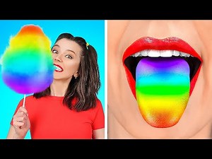 REGENBOGEN ESSEN CHALLENGE || 24 Stunden alles in bunten Farben essen auf 123 GO! FOOD